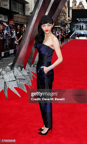 Actress Rila Fukushima attends the UK Premiere of 'The Wolverine' at Empire Leicester Square on July 16, 2013 in London, England.