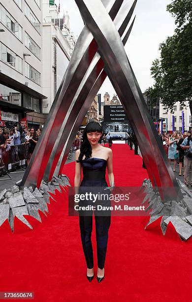 Actress Rila Fukushima attends the UK Premiere of 'The Wolverine' at Empire Leicester Square on July 16, 2013 in London, England.