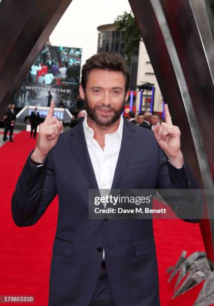 Hugh Jackman attends the UK Premiere of 'The Wolverine' at Empire Leicester Square on July 16, 2013 in London, England.