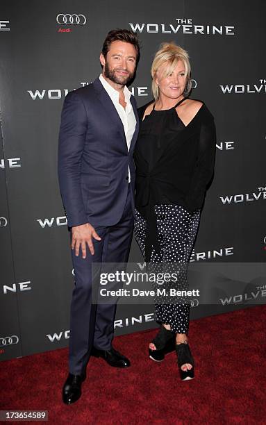 Hugh Jackman and wife Deborra-Lee Furness attend the UK Premiere of 'The Wolverine' at Empire Leicester Square on July 16, 2013 in London, England.