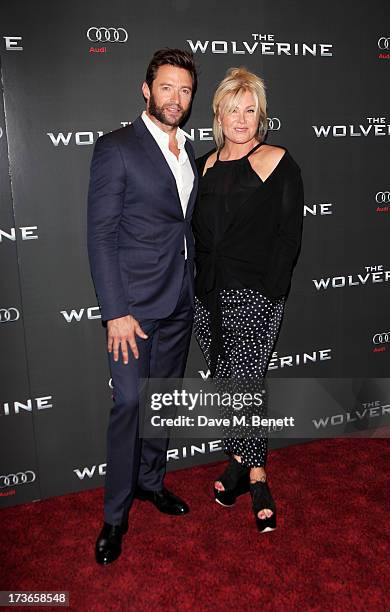 Hugh Jackman and wife Deborra-Lee Furness attend the UK Premiere of 'The Wolverine' at Empire Leicester Square on July 16, 2013 in London, England.