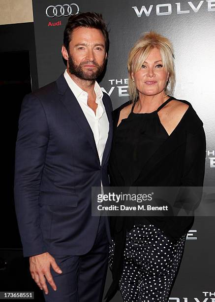 Hugh Jackman and wife Deborra-Lee Furness attend the UK Premiere of 'The Wolverine' at Empire Leicester Square on July 16, 2013 in London, England.