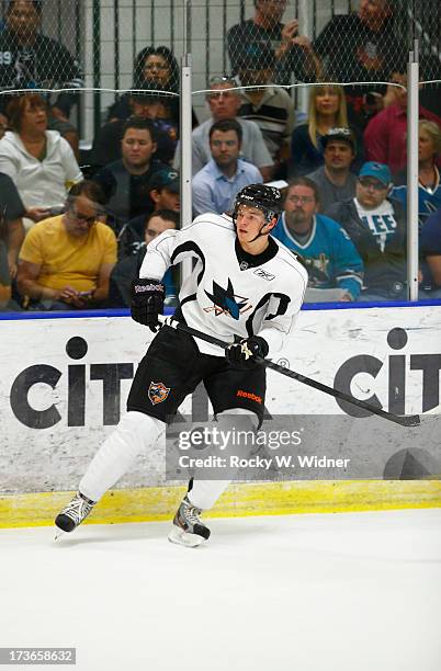 Tomas Hertl of the San Jose Sharks skates on the ice during the Sharks Prospect Summer Scrimmage at the San Jose Sharks practice facility on July 11,...