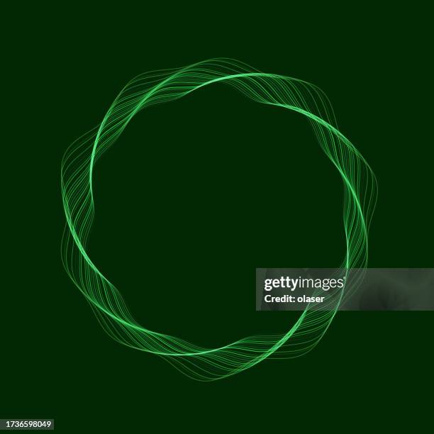 green braid of fine lines encircling copy space on dark green backdrop. - centerpiece stock illustrations