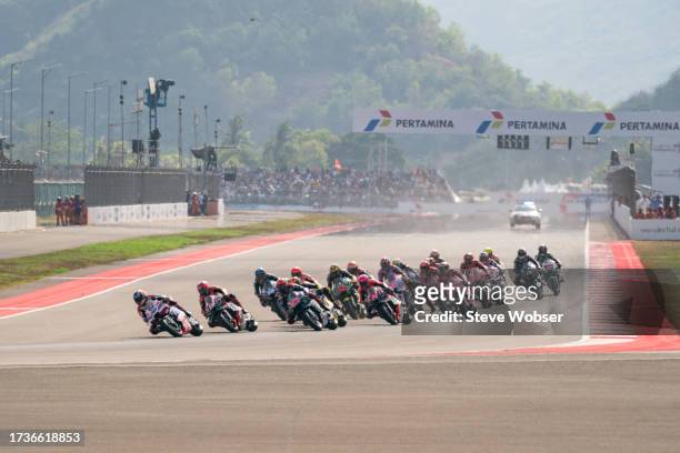 MotoGP Race start - Riders turning into first corner - Jorge Martin of Spain and Prima Pramac Racing leads during the Race of the MotoGP Pertamina...