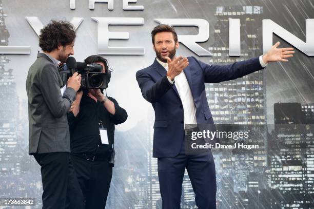 Hugh Jackman attends the UK premiere of 'The Wolverine' at The Empire Leicester Square on July 16, 2013 in London, England.