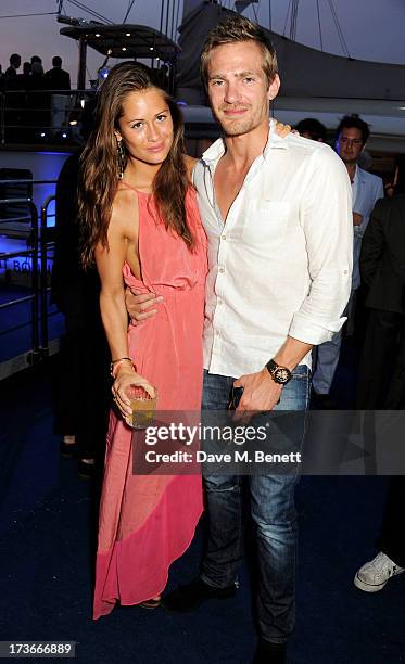 Jacobi Anstruther-Gough-Calthorpe and Alexandra Bowes-Lyon attend the Johnnie Walker Blue Label drinks reception aboard the John Walker & Sons...