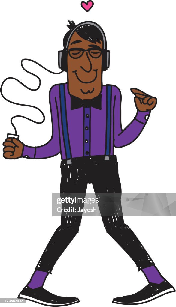 Dancing With MP3 Player and Headphones