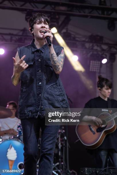 Tegan Quin and Sara Quin of Tegan and Sara perform onstage during weekend two, day two of Austin City Limits Music Festival at Zilker Park on October...