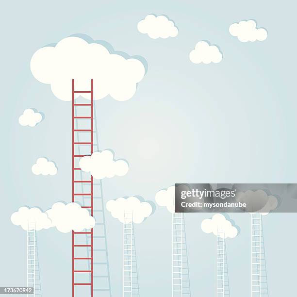 vector illustration about success concept - heaven stairs stock illustrations