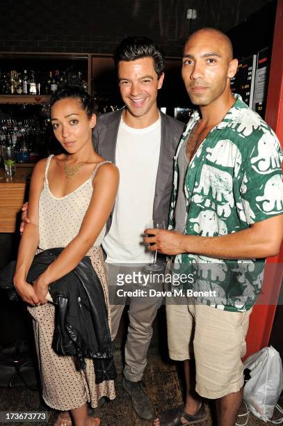 Ruth Negga, Dominic Cooper and Alex Lanipekun attend an after party following the press night performance of 'A Season In The Congo' at The Young Vic...