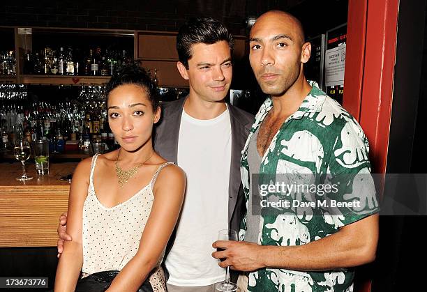 Ruth Negga, Dominic Cooper and Alex Lanipekun attend an after party following the press night performance of 'A Season In The Congo' at The Young Vic...
