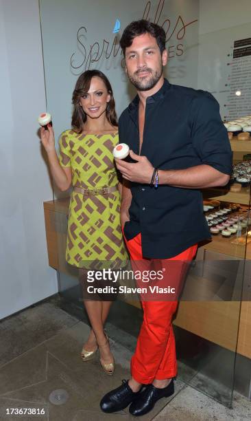 Broadway's "Forever Tango" and ABC's "Dancing with the Stars" stars Karina Smirnoff and Maksim Chmerkovskiy attend "Forever Tango" cupcake unveiling...