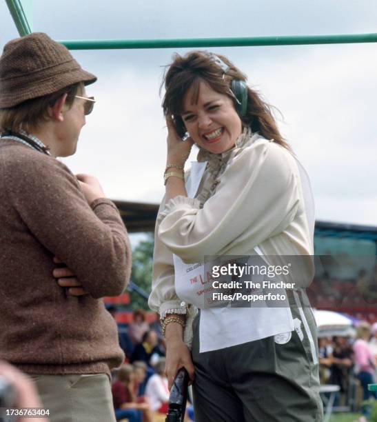 Jane Grosvenor, The Duchess of Roxburghe, participating in a Jackie Stewart Celebrity Challenge charity shooting event, circa July 1991.