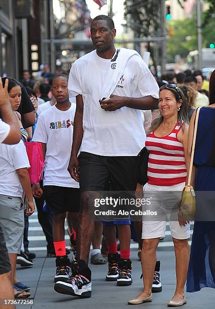 Dikembe Mutombo is seen in Midtown on July 16, 2013 in New York City.