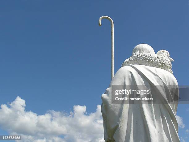the good shepherd – a cemetery statue - shepherd stock pictures, royalty-free photos & images