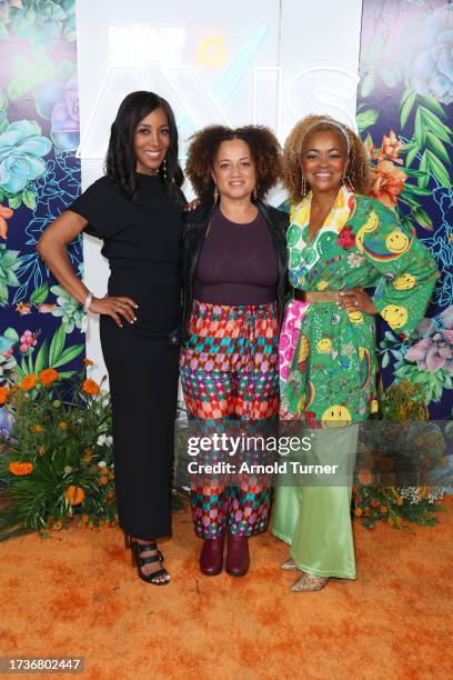 Shaun Robinson, Bridgid Cheadle and Marissa Nance attend the 2023 Axis Glow Up Gala at The SoLa Beehive on October 14, 2023 in Los Angeles,...