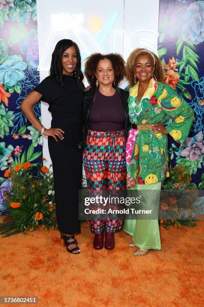 Shaun Robinson, Bridgid Cheadle and Marissa Nance attend the 2023 Axis Glow Up Gala at The SoLa Beehive on October 14, 2023 in Los Angeles,...