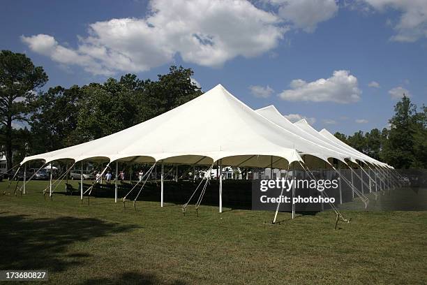 large tent set up on the lawns for banquet - canopy bildbanksfoton och bilder