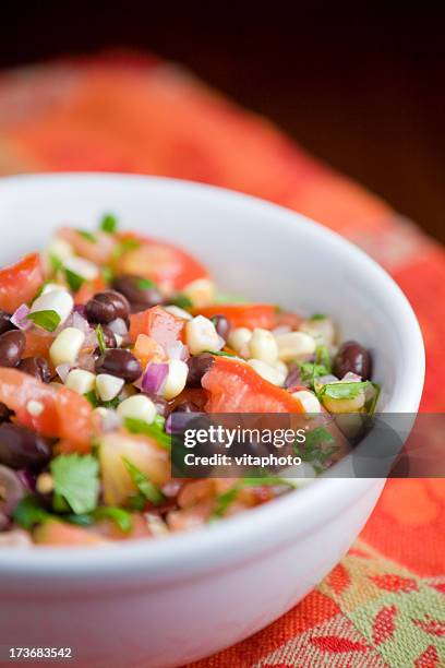 black bean and corn salsa - black beans stock pictures, royalty-free photos & images