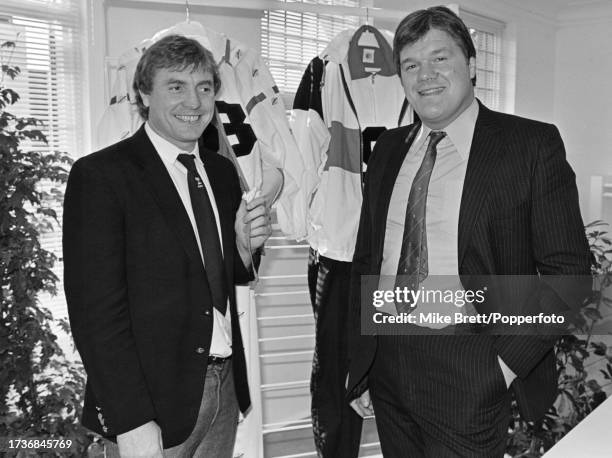 England rugby union players Steve Smith and Fran Cotton at the launch of a new range of products for Bukta Connection on November 15, 1985.