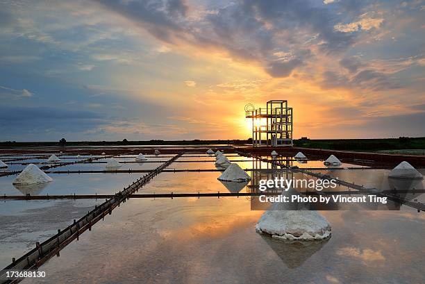 sunset at salt field - tainan stock pictures, royalty-free photos & images
