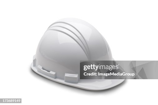 A white fire man's hard hat on a white background A white fire man's hard hat on a white background