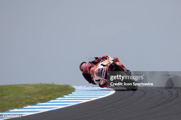 Marc Marquez of Spain on the Repsol Honda Team Honda during qualifying at the Australian MotoGP at the Phillip Island Grand Prix Circuit on October...