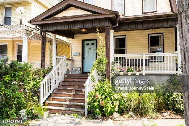 two-story rockaway beach home, summertime - porch stock pictures, royalty-free photos & images