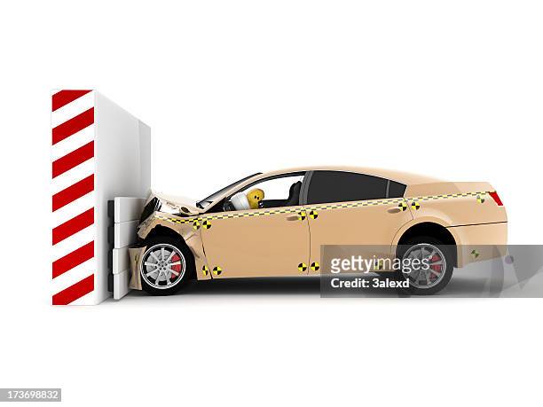 a car crash test running into wall - crash test dummies stock pictures, royalty-free photos & images