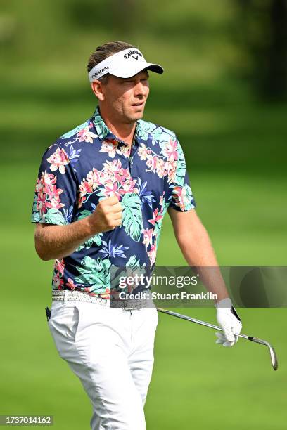 Marcel Siem of Germany reacts on the 14th hole on Day Four of the acciona Open de Espana presented by Madrid at Club de Campo Villa de Madrid on...