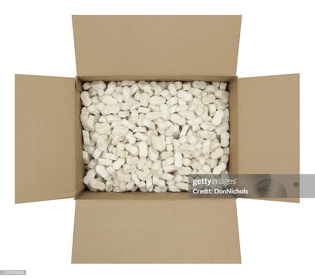 Cardboard Box with Shipping Peanuts
