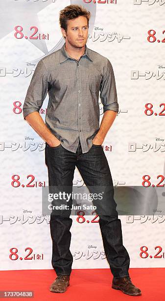 Armie Hammer attends 'The Lone Ranger' photo call at the Park Hyatt Hotel on July 17, 2013 in Tokyo, Japan.