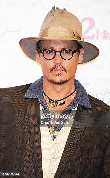 Johnny Depp attends 'The Lone Ranger' photo call at the Park Hyatt Hotel on July 17, 2013 in Tokyo, Japan.