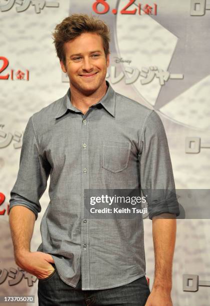 Armie Hammer attends the "Lone Ranger" photo call at Park Hyatt Tokyo on July 17, 2013 in Tokyo, Japan. The film will open on August 2 in Japan.