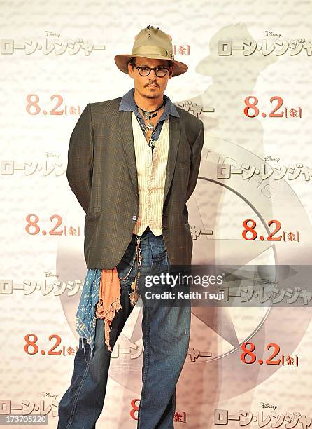 Johnny Depp attends the "Lone Ranger" photo call at Park Hyatt Tokyo on July 17, 2013 in Tokyo, Japan. The film will open on August 2 in Japan.