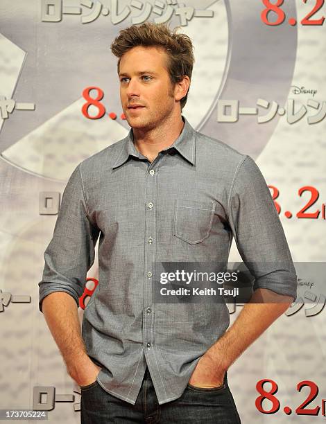 Armie Hammer attends the "Lone Ranger" photo call at Park Hyatt Tokyo on July 17, 2013 in Tokyo, Japan. The film will open on August 2 in Japan.