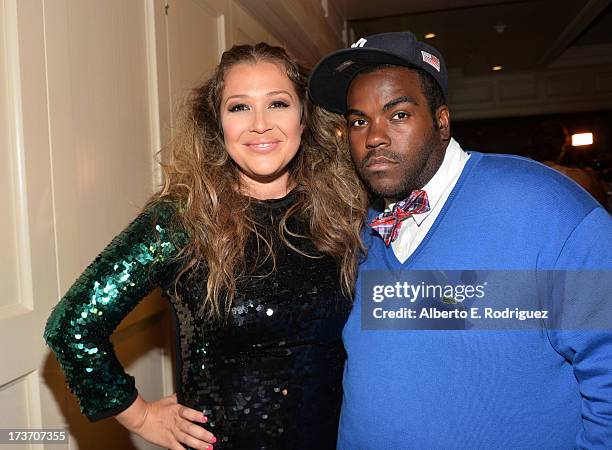 Singer Joy Enriquez and music producer Rodney "Darkchild" Jerkins arrive at the NUVOtv Network Launch Party at The London West Hollywood on July 16,...