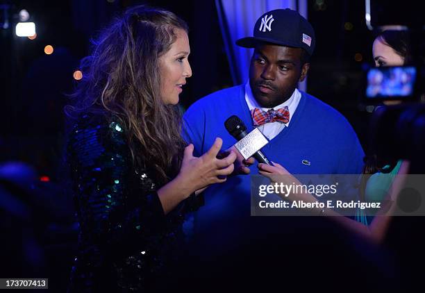 Singer Joy Enriquez and music producer Rodney "Darkchild" Jerkins attend the NUVOtv Network Launch Party at The London West Hollywood on July 16,...