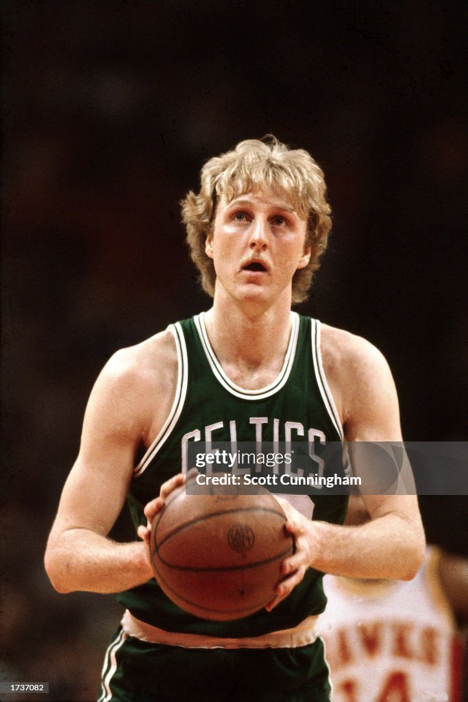 Larry Bird shoots a free throw