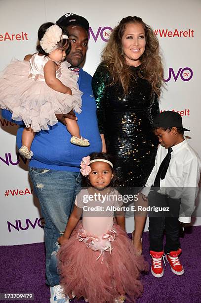 Music producer Rodney "Darkchild" Jerkins and singer Joy Enriquez and family attend the NUVOtv Network Launch Party at The London West Hollywood on...