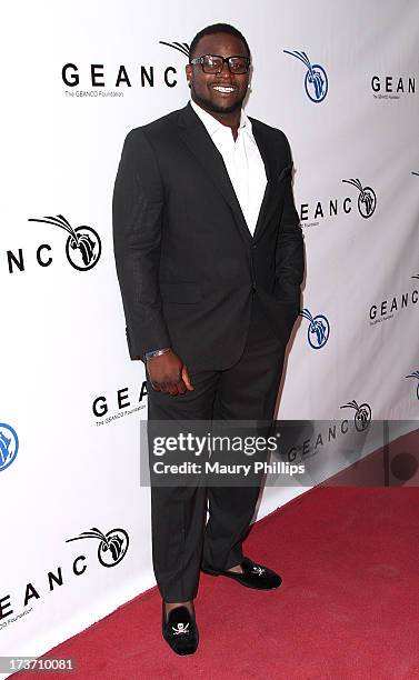 Player LeRon McClain arrives at The GEANCO Foundation's "Impact Africa" Fundraiser at Bootsy Bellows on July 16, 2013 in West Hollywood, California.