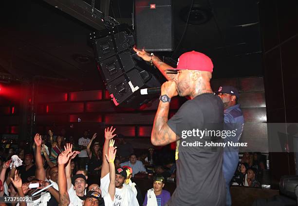 Joe Budden of Slaughterhouse performs at Highline Ballroom on July 16, 2013 in New York City.