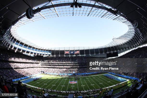 General view inside the stadium prior to the 2023 NFL London Games match between Baltimore Ravens and Tennessee Titans at Tottenham Hotspur Stadium...