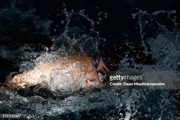 Ani Poghosyan of Armenia competes in the Girls 100m Freestyle during the European Youth Olympic Festival held at the Swimming Pool De Krommerijn on...