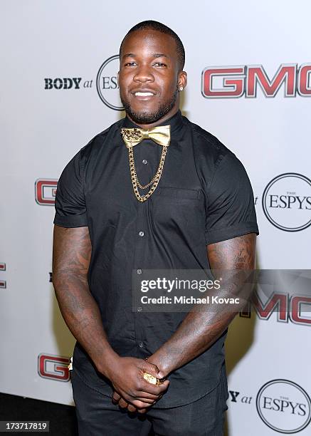 Professional football player Ronnie Hillman attends ESPN the Magazine 5th annual "Body Issue" party at Lure on July 16, 2013 in Hollywood, California.