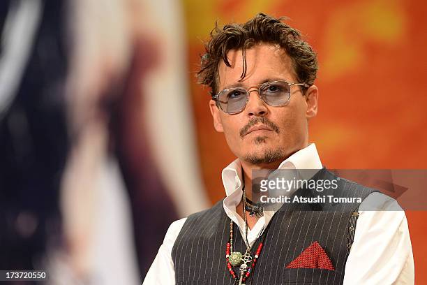 Johnny Depp attends the 'Lone Ranger' Japan Premiere at Roppongi Hills on July 17, 2013 in Tokyo, Japan.The film will open on August 2 in Japan.