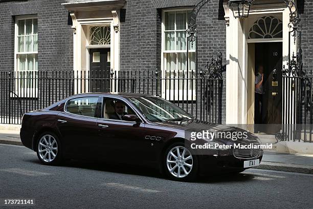 Italian Prime Minster Enrico Letta's Maserati sits outside 10 Downing Street during a meeting with Prime Minister David Cameron on July 17, 2013 in...