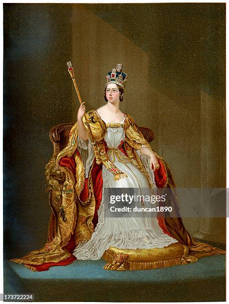 queen victoria in 1837 - königin stock-grafiken, -clipart, -cartoons und -symbole