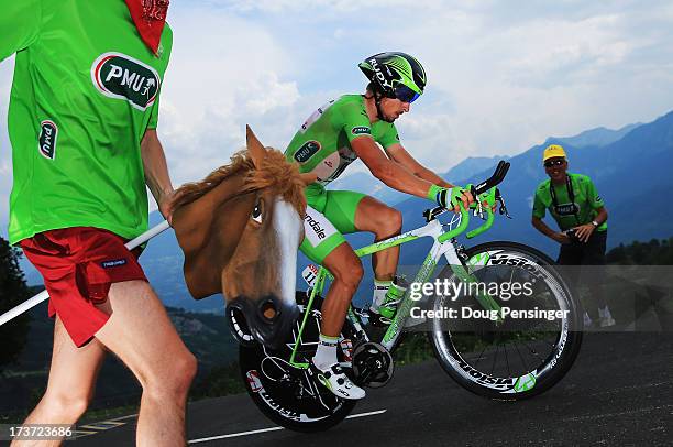 Peter Sagan of Slovakia and Team Cannondale rides during stage seventeen of the 2013 Tour de France, a 32KM Individual Time Trial from Embrun to...